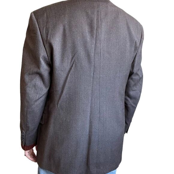 Vintage 80s Burberry Unisex Brown 100% Wool Oversized Sport Coat Blazer Sz 41S - Picture 6 of 10